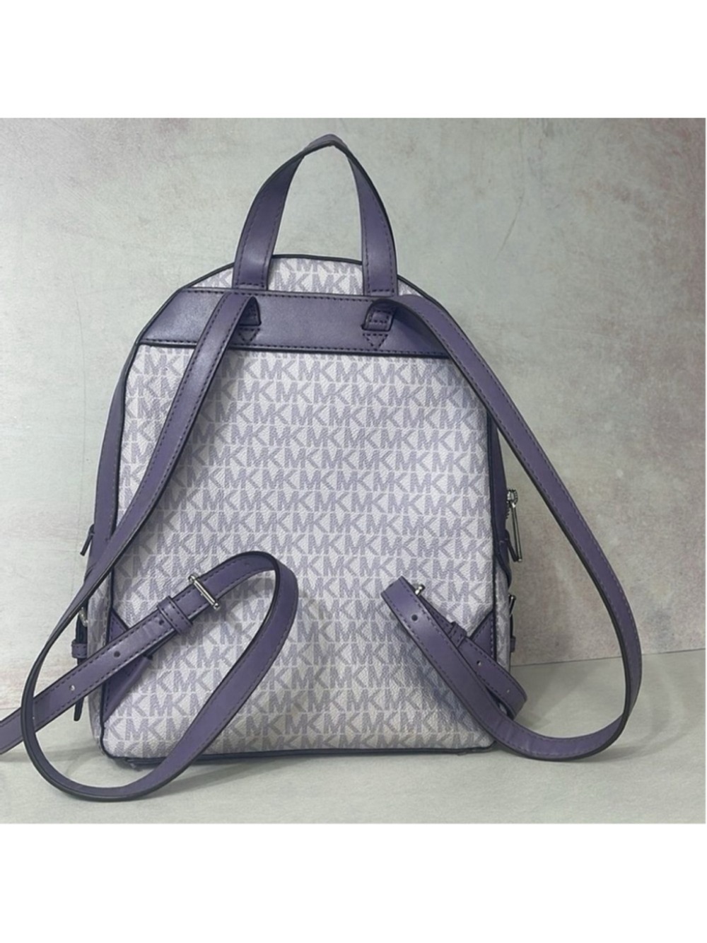 Michael Kors Jaycee Backpack MK Logo Purple & White Orchid Haze Center Stripe - Picture 6 of 15